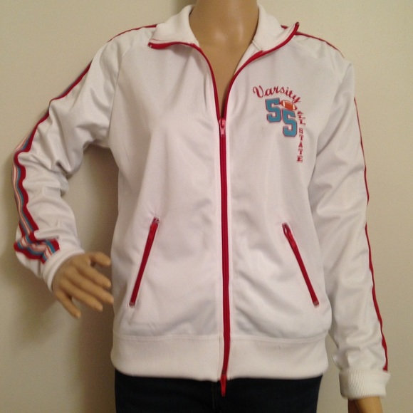 RUE 21 WARM UP JACKET LARGE WHITE RED AND TEAL - Picture 7 of 9